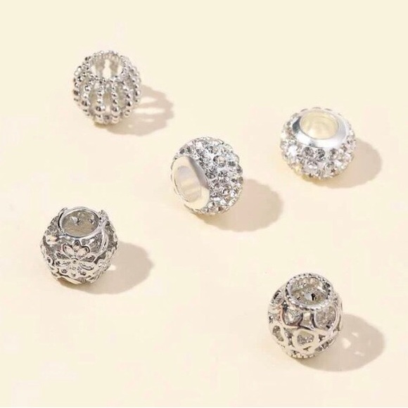 ✨Beautiful Rhinestone /Silvertone Charms * Pandora STYLE*  5 Pcs Set NWT - Picture 9 of 10